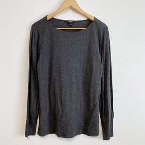 Ann Taylor Factory NWOT Women's Scoop-neck Long Sleeve Top, Gray, Size Medium